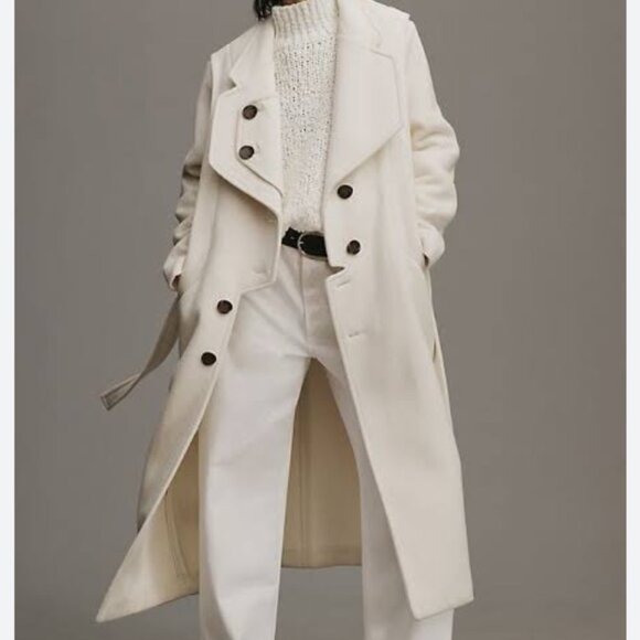 ANTHROPOLOGIE Acler Worcester Ivory Wool Coat Size 6 NEW‎ WITH TAG